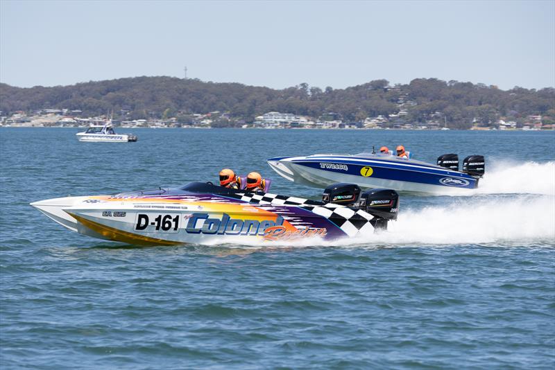 The Colonel and Skater 28 in the middle of their fantastic battle for the lead in SuperSport 85 photo copyright Australian Offshore Powerboat Club taken at  and featuring the Power boat class