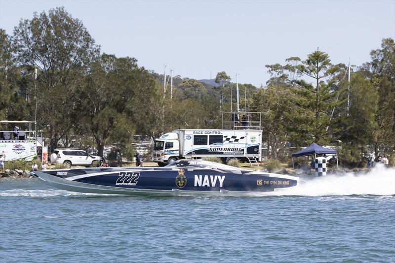 222 Offshore Racing were brilliant, as always, with only a thrown blade from one propeller upsetting their plans at Lake Macquarie photo copyright Australian Offshore Powerboat Club taken at Lake Macquarie Yacht Club and featuring the Power boat class