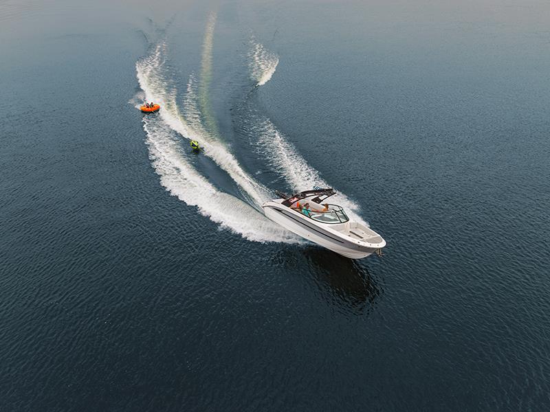 Aerial view of people tubing behind an SDX 270 Surf - photo © Sea Ray