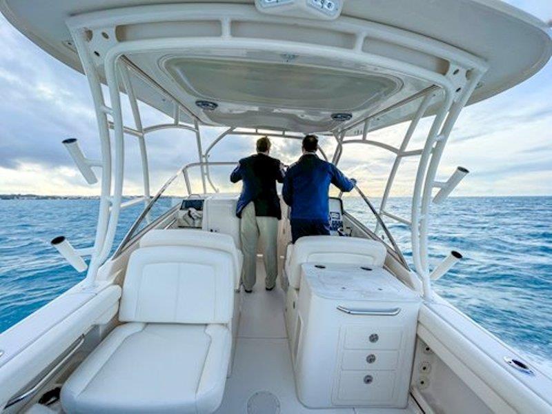Bob rides the Freedom 275 taxi from the Bermuda Airport to RJ and Sammy's house - photo © Grady-White