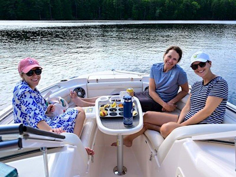 Tracey and friends enjoy a sunset appetizer cruise on Abenake - photo © Grady-White