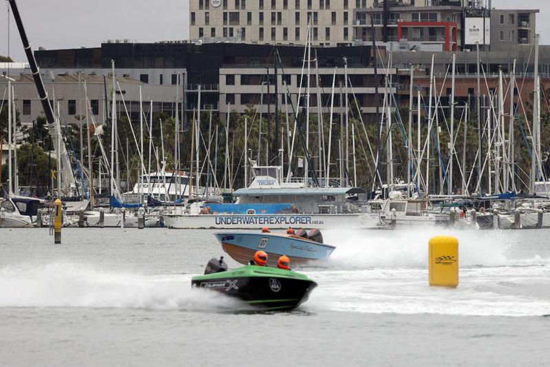 Hary Bakkr and Shane Paton in Nut Case, followed by Special Edition - 2024 Offshore Superboat Championship photo copyright Australian Offshore Powerboat Club taken at  and featuring the Power boat class