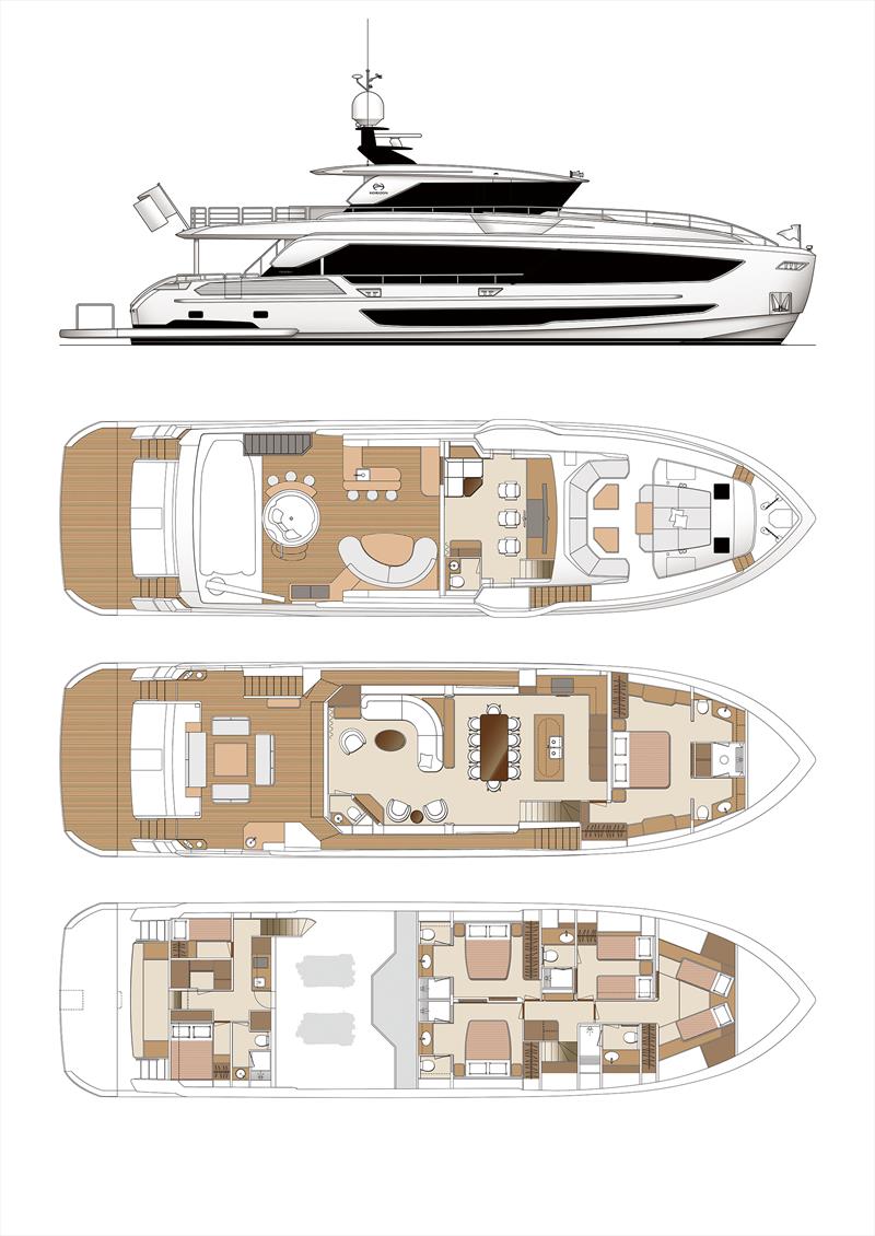 Horizon FD90 Hull 30 - Layout photo copyright Horizon Yachts taken at  and featuring the Power boat class