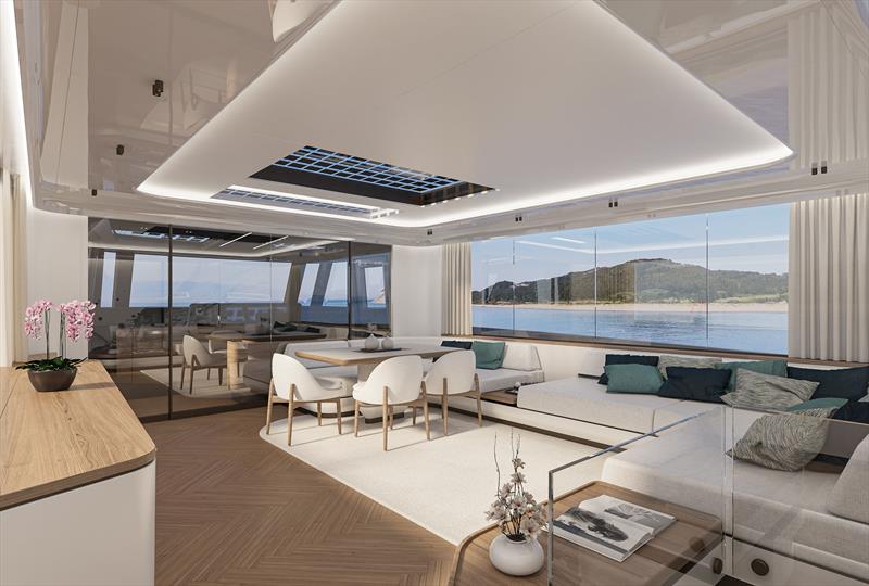 X90 FAST - Main saloon - photo © Extra Yachts