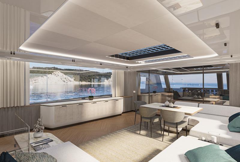 X90 FAST - Main saloon - photo © Extra Yachts