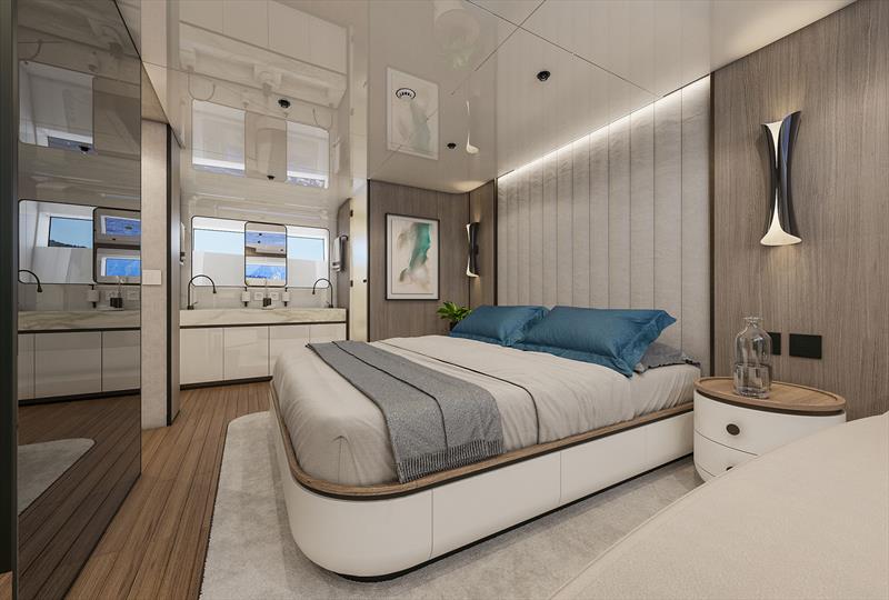 X90 FAST - Master cabin - photo © Extra Yachts