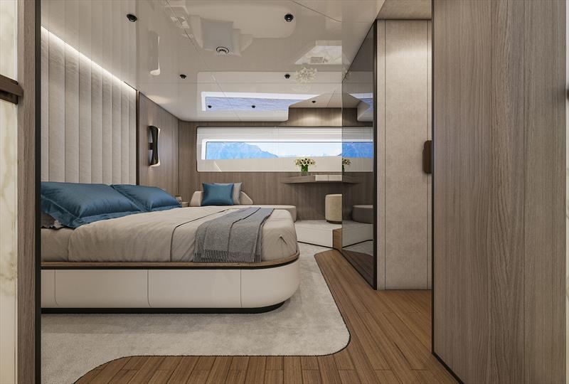 X90 FAST - Master cabin - photo © Extra Yachts