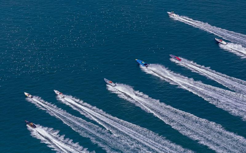 Race fleet leaving Cowes photo copyright Malc Attrill taken at  and featuring the Power boat class