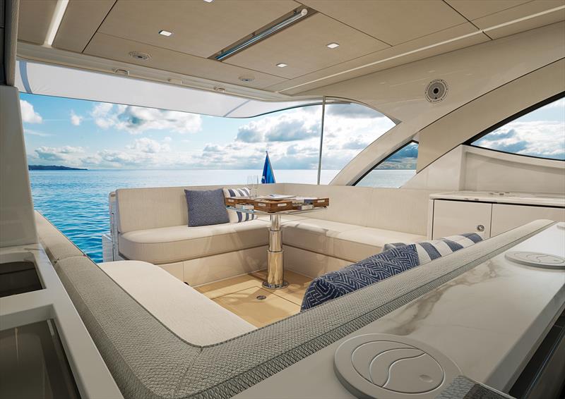 The sports deck combines the openness of a covered cockpit with the sanctuary of a saloon photo copyright Riviera Australia taken at  and featuring the Power boat class