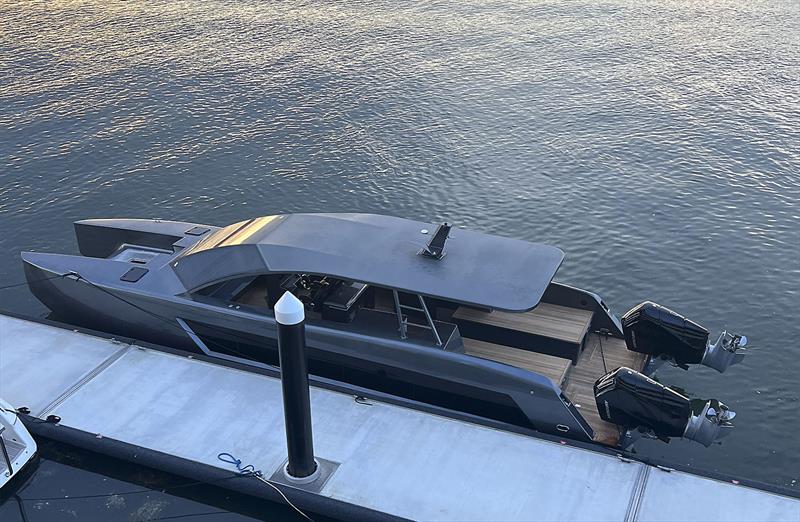 Stealth by look, and by nature. Anthracite powercat/centre console/day boat is also quick - like plus 50 knot type fast photo copyright Pacific Projects Consultants taken at  and featuring the Power Cat class
