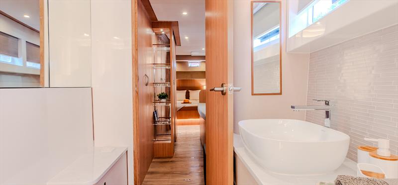 Cora 48 catamaran - Bathroom photo copyright Multihull Solutions taken at  and featuring the Power Cat class