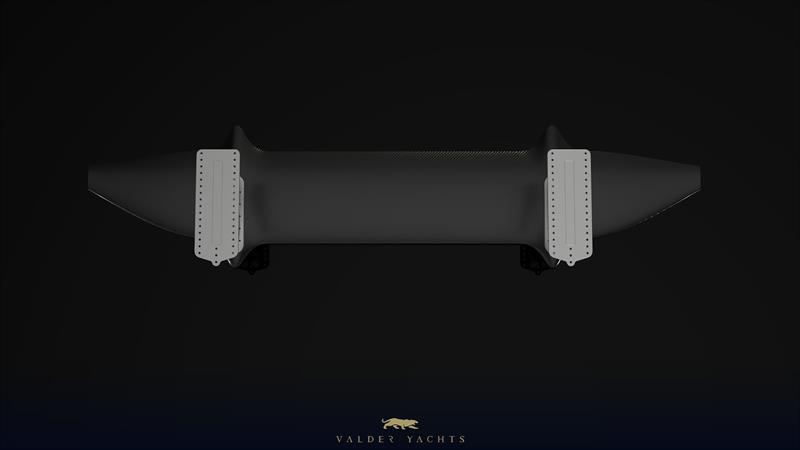 Sprint 20S PFX foil shape with winglets, and multi-position bolting arrangement of the attachment plate, to allow fore and aft movement of the foil should CofG change or trim needs adjustment - photo © Valder Yachts