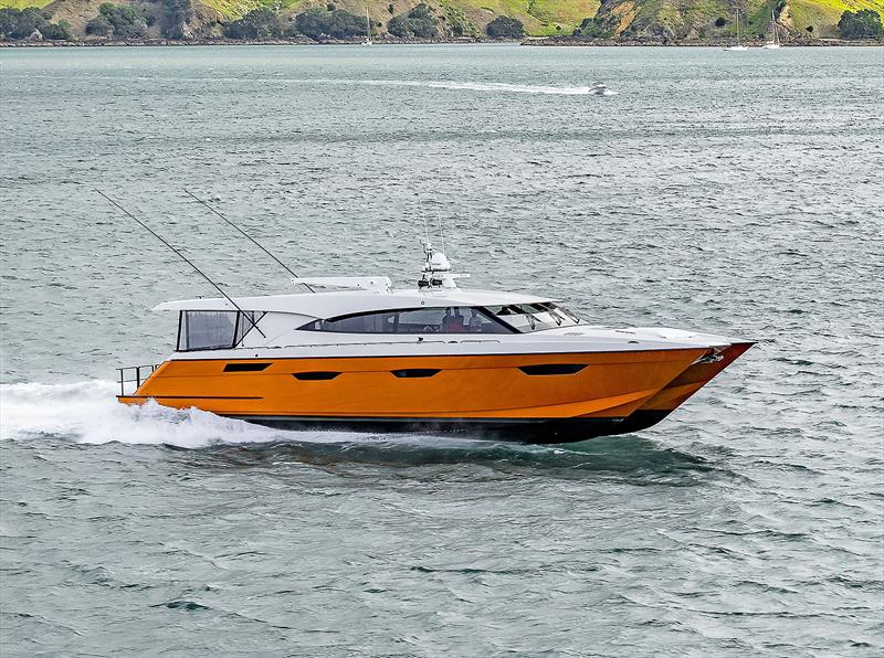 Hull #1 of the Sprint 20S, The Keys, foil-borne on the CFX foil photo copyright Valder Yachts taken at  and featuring the Power Cat class