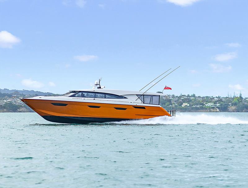 Hull #1 of the Sprint 20S, The Keys, foil-borne on the CFX foil photo copyright Valder Yachts taken at  and featuring the Power Cat class