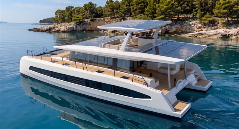 Solar-electric catamaran PY60 - Rendering - photo © Pioneer Yachts