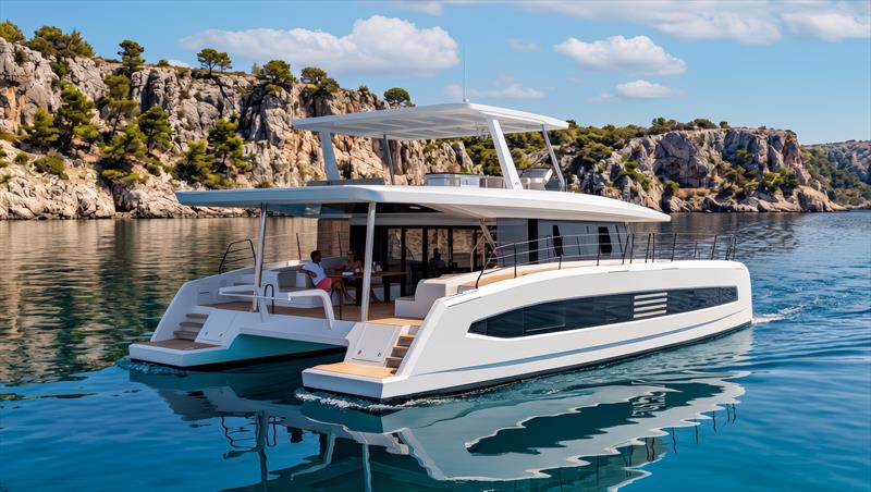 Solar-electric catamaran PY60 - Rendering - photo © Pioneer Yachts