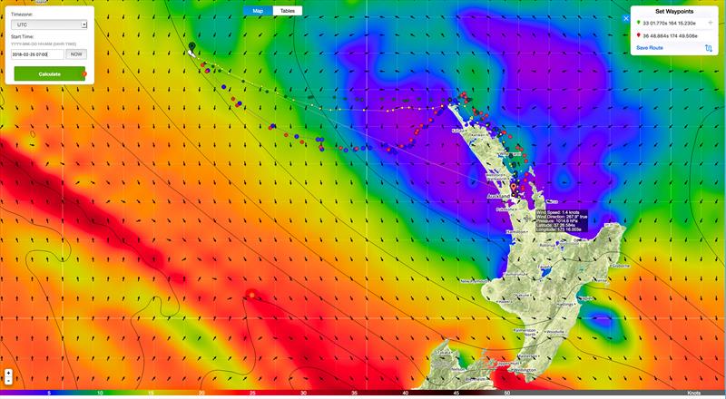 AzkoNobel routing as at  0700UTC February 25, 2018 photo copyright Predictwind taken at  and featuring the  class