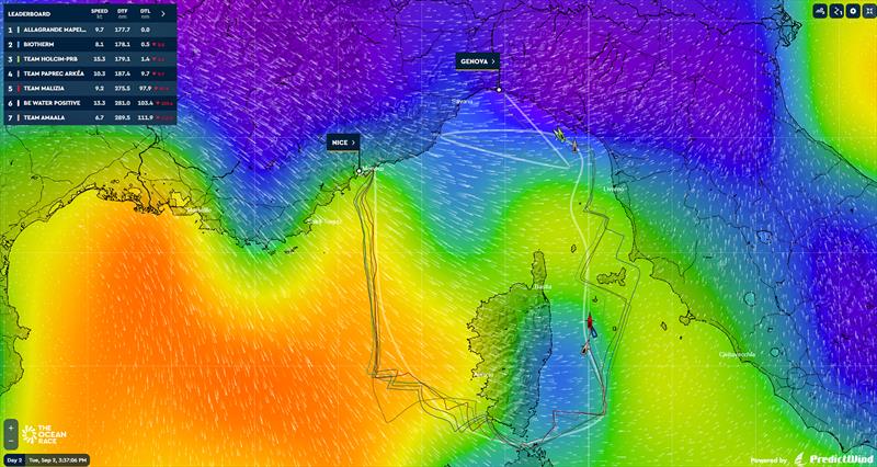 High level tracks - Leg 4 - The Ocean Race Europe 2025 - Day 3 - 0100hrs - September 2, 2025 - photo © Predictwind