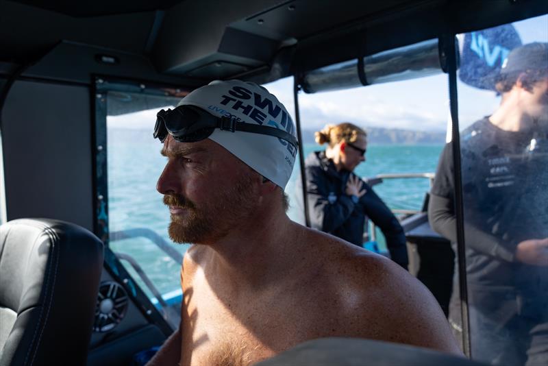 Jono Ridler before completing his 1367km swim - Wellington - April 4, 2026 - photo © Joshua Mccormack/LiveOcean