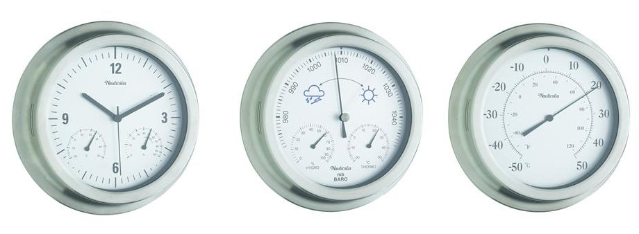 This stainless steel Clock, Barometer & Thermometer is one of this week's Purple Tuesday offers photo copyright Purple Marine taken at  and featuring the  class
