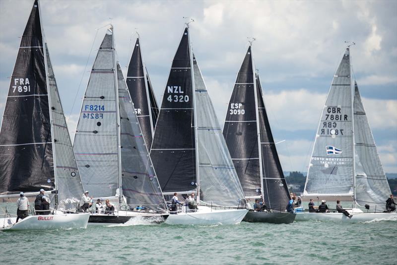 The fleet line up for the start of race 5 on day 2 of the Quarter Ton Cup photo copyright Waterline Media taken at  and featuring the Quarter Tonner class