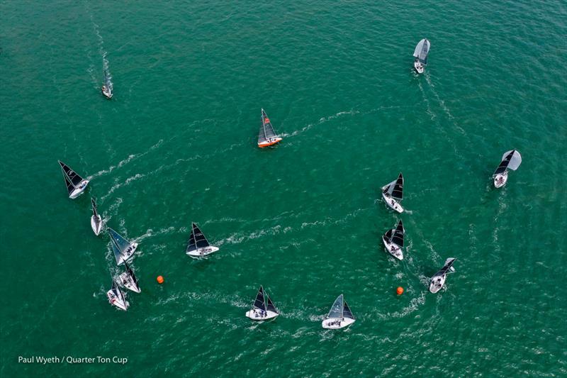 Rounding the windward mark on day 3 of the 2021 Quarter Ton Cup - photo © Paul Wyeth / www.pwpictures.com