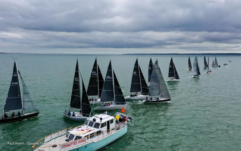 Start on day 3 of the 2021 Quarter Ton Cup photo copyright Paul Wyeth / www.pwpictures.com taken at Royal Yacht Squadron and featuring the Quarter Tonner class