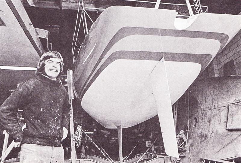 Paul Whiting alongside Magic Bus which he designed, built and raced to win the 1976 Quarter Ton Cup - photo © Alan Sefton