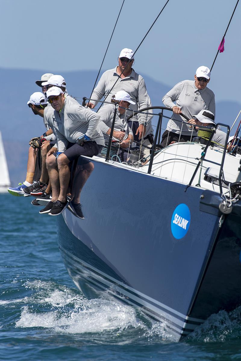 Paul Clitheroe behind the helm of his beloved, Balance. She's a two-time Hobart winner, which is a pretty awesome feat. that man Brownie in the afterguard there, but where is Neil Newton? - photo © Andrea Francolini