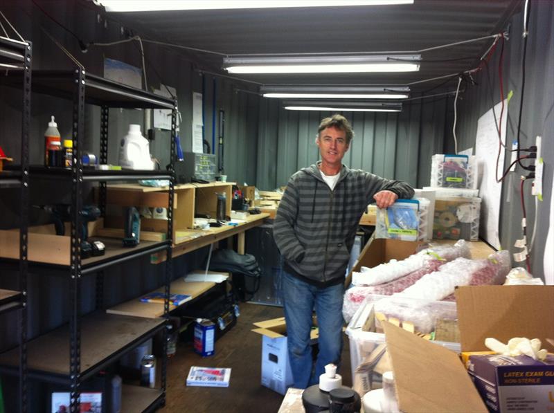 Ian Vickers packs up his workshop in San Francisco in 2013 to return to NZ - photo © Vickers Archive