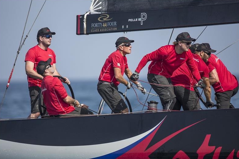 Katusha's helmsman Robert Filimonov on day 1 of the RC44 Oman Cup photo copyright Nico Martinez / MartinezStudio taken at  and featuring the RC44 class