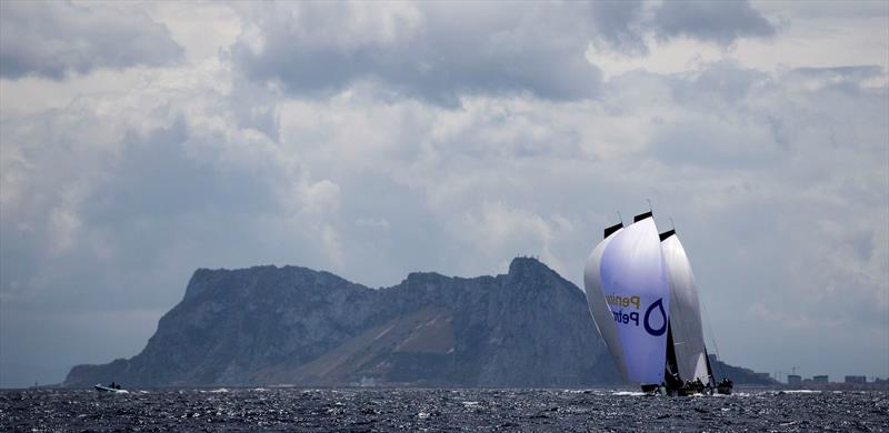 Peninsula Petroleum racing against the backdrop of Gibraltar at the RC44 World Championship Marina de Sotogrande - photo © Pedro Martinez / Martinez Studio