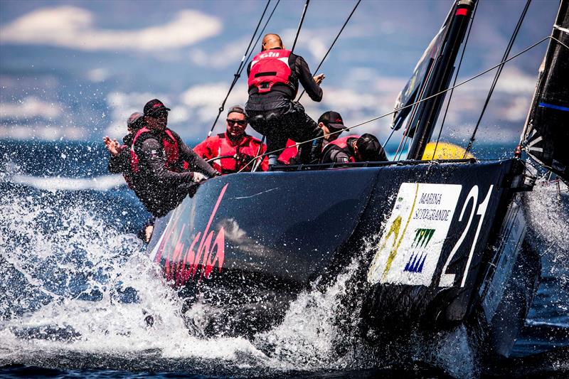 Katusha won the final race on day 4 at the RC44 World Championship Marina de Sotogrande photo copyright Pedro Martinez / Martinez Studio taken at Sotogrande Yacht Club and featuring the RC44 class