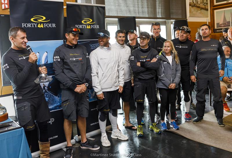 Magnanimous in defeat - Vladimir Prosikhin, Dean Barker and the crew of Team Nika at the RC44 Cascais Cup - photo © Nico Martinez / www.MartinezStudio.es