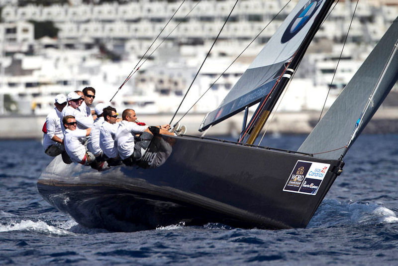 BMW ORACLE Racing, helmed by José Juan Calero, had to wait until the last race to grab the RC44 Worlds fleet race title photo copyright Nico Martinez / RC44 Class taken at  and featuring the RC44 class