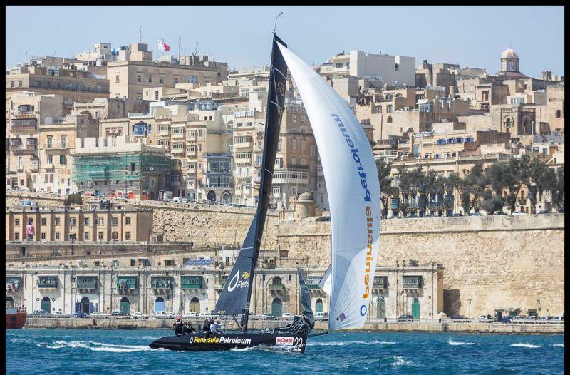 RC44 racing in the historic city of Valletta, Malta 2015 photo copyright Pedro Martinez / Martinez Studio taken at  and featuring the RC44 class