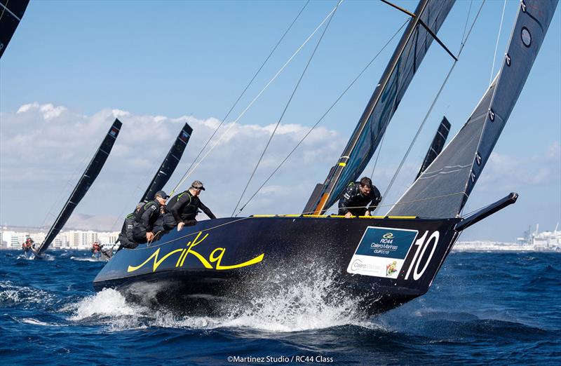 After a near miss on day 1 Team Nika leads overall at the midway stage - 2018 RC44 Calero Marinas Cup photo copyright www.MartinezStudio.es taken at  and featuring the RC44 class