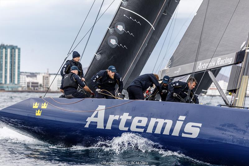 Artemis Racing claimed the third race of the day in light conditions - 2018 RC44 Calero Marinas Cup photo copyright www.MartinezStudio.es taken at  and featuring the RC44 class