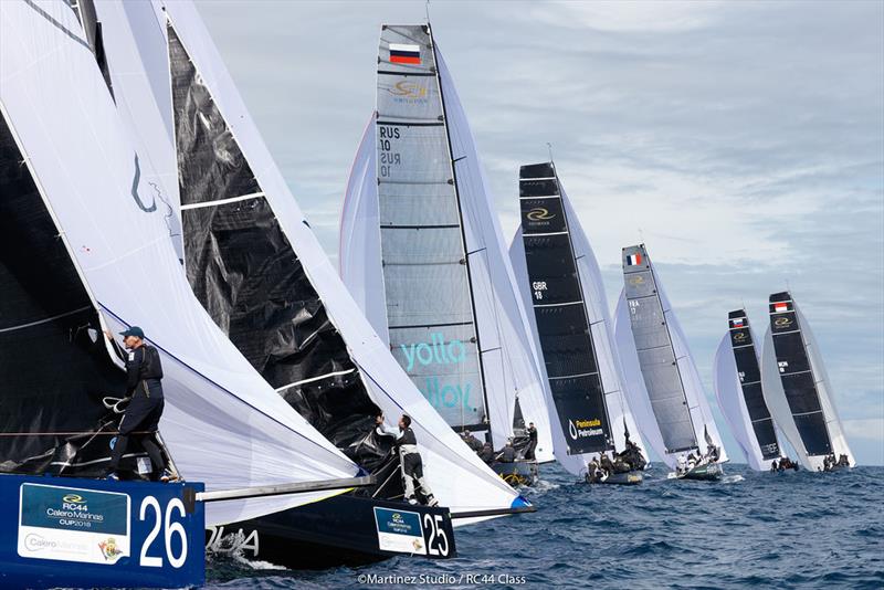 Team CEEREF leads down the run - 2018 RC44 Calero Marinas Cup photo copyright www.MartinezStudio.es taken at  and featuring the RC44 class