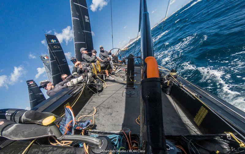 On board Team Nika with local Slovenian sailors Tomaz Copi, Mitja Margon and Iztok Knafelc photo copyright Martinez Studio / RC44 Class taken at  and featuring the RC44 class