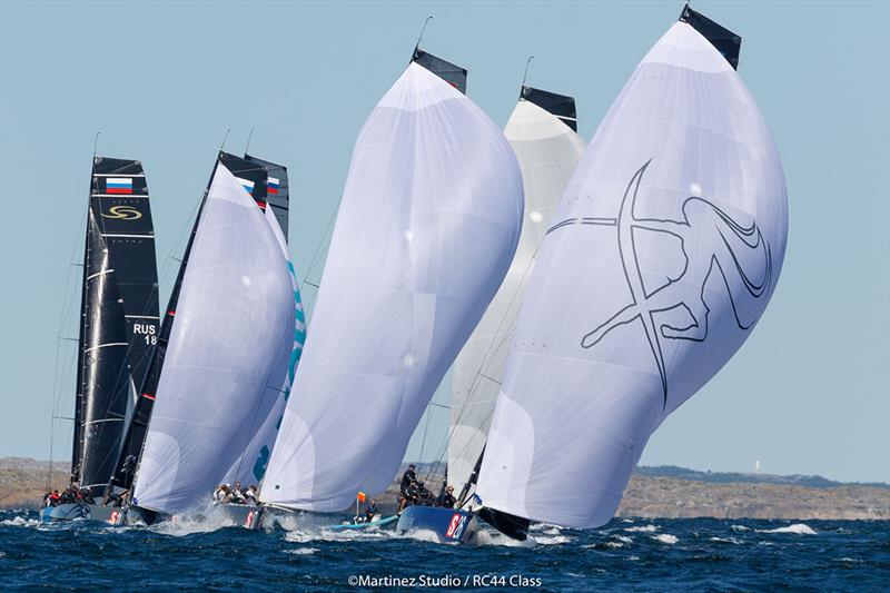 Artemis Racing leads the fleet on the run in today's second race - 2018 RC44 Marstrand Cup - Day 2 photo copyright MartinezStudio.es taken at  and featuring the RC44 class