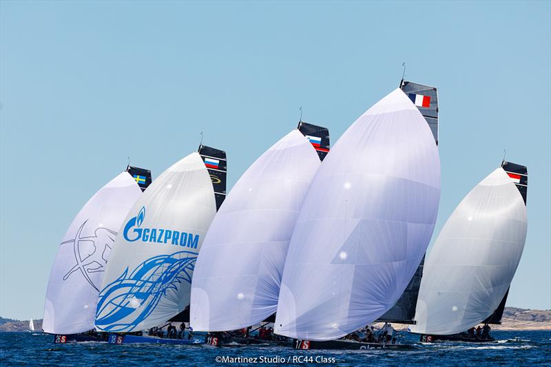 Artemis Racing leads the fleet on the run - 44Cup Porto Montenegro 2019 photo copyright MartinezStudio.es taken at Porto Montenegro Yacht Club and featuring the RC44 class