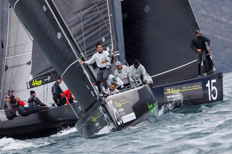 Team Aqua lines up for the start - photo © Martinez Studio / RC44 Class