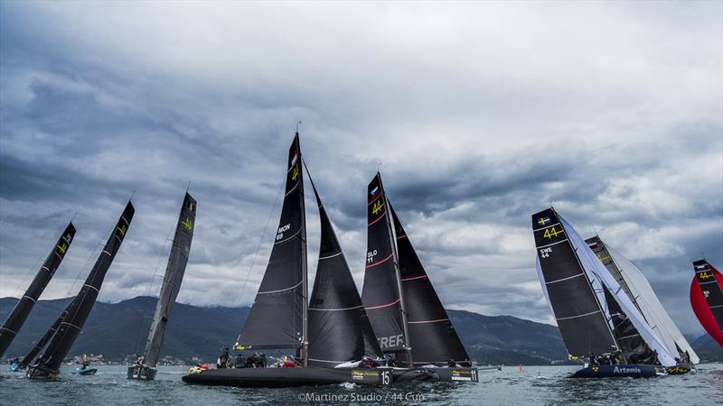 Close quarters action at the top mark - 44Cup Porto Montenegro photo copyright MartinezStudio.es taken at Porto Montenegro Yacht Club and featuring the RC44 class