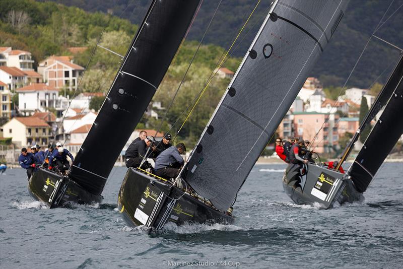 Team Nika leads Tavatuy Sailing Team and Team CEEREF up the beat - 2019 44Cup Porto Montenegro photo copyright MartinezStudio.es taken at Porto Montenegro Yacht Club and featuring the RC44 class