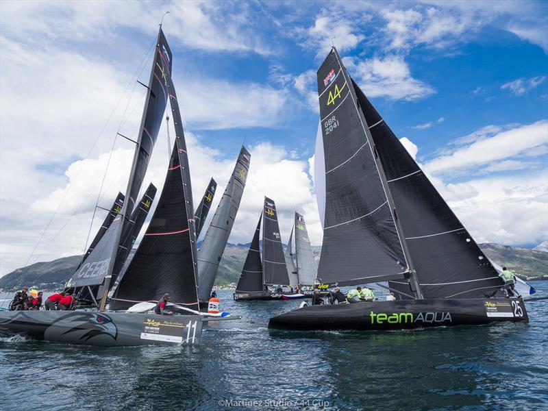 Team Aqua leads Team CEEREF on to the run in today's first race - 44Cup Porto Montenegro  - photo © MartinezStudio.es