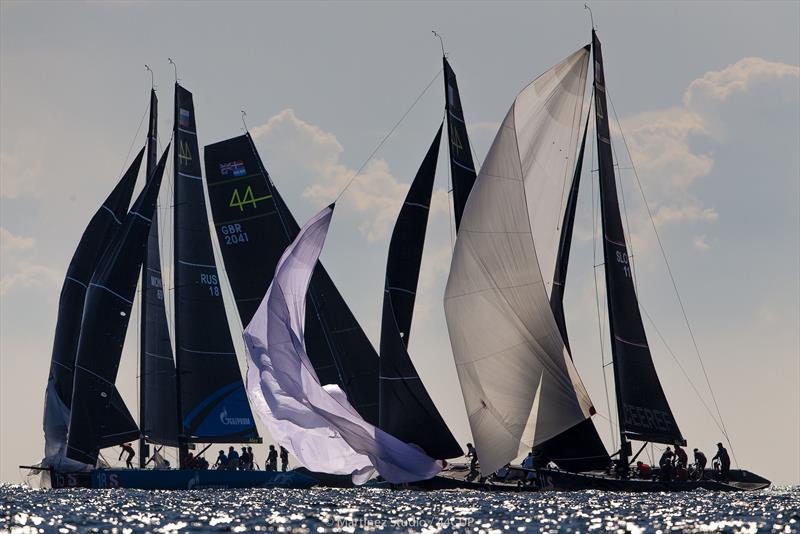 Tight action at the leeward gate - 44Cup World Championship photo copyright Pedro Martinez / Martinez Studio taken at  and featuring the RC44 class