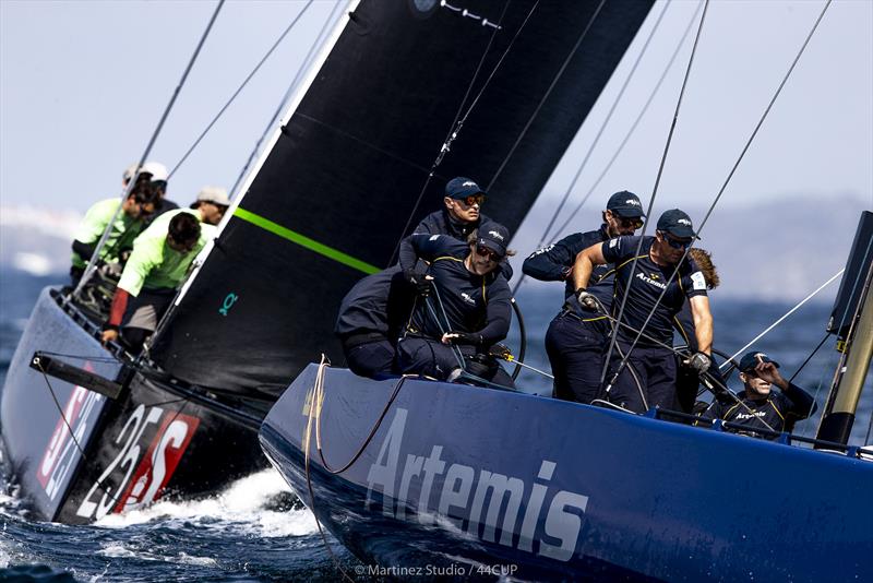 Artemis Racing leads Team Aqua into the top mark - Final Day - 44Cup World Championship 2019 - photo © Pedro Martinez / Martinez Studio