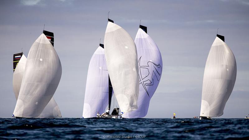 Race one was insanely close with several boat crossing the finish line overlapped - 44Cup Cascais - photo © Pedro Martinez / Martinez Studio