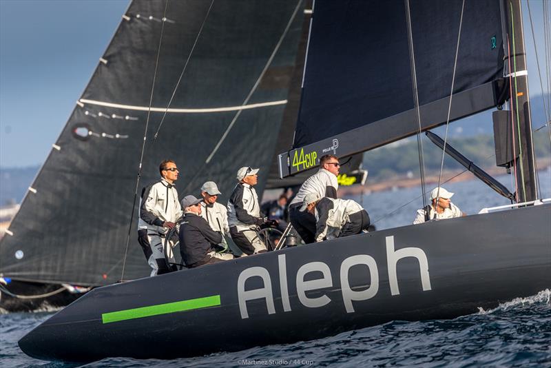 Owner Hugues Lepic takes the helm of Aleph Racing after missing the first two days - 2019 44Cup Palma photo copyright MartinezStudio.es taken at  and featuring the RC44 class